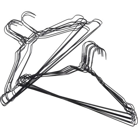 Set de 60 cintres en métal, cintres fins pour vêtements, cintres pour nettoyage à sec pour femmes/adultes, métal, noir. (1/5)