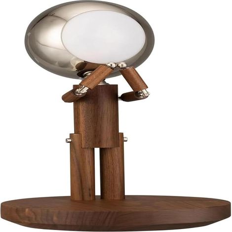Lampe de table robot en bois noir, LED sans fil, bras articulés réglables, intensité variable pour chambre et bureau (1/3)