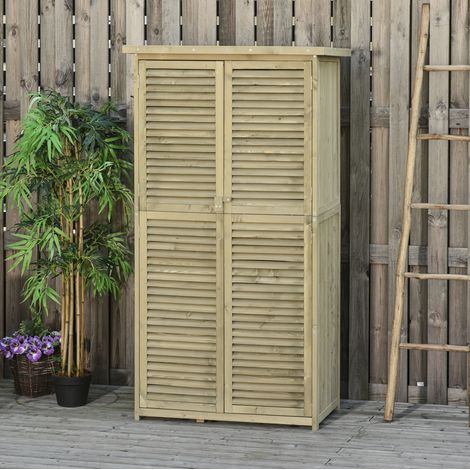 meuble rangement armoire jardin bois 87 x 46,5 x 160 HAVRYA (1/4)
