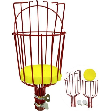 Fruit picker head, red, 13.213.233cm, 1 piece, aerial fruit picking tool, fruit tree picker. (1/5)