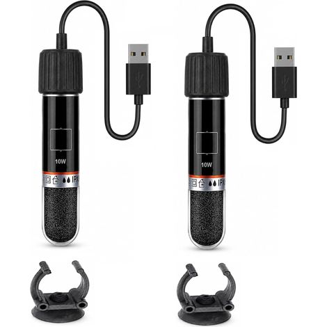 Lot de 2 mini chauffages pour aquarium - 10 W - Pour petits aquariums (1/5)