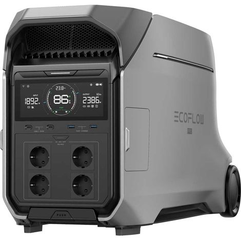 Ecoflow – Station électrique portable 4096 Wh – 4000 W de puissance – Recharge rapide X-Stream – Compatible panneaux solaires et micro-onduleur