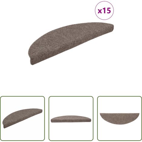 Treppenmatte - Stufenmatten Selbstklebend 15 Stk. 65x21x4 cm Beige Halbrund Groß (1/5)