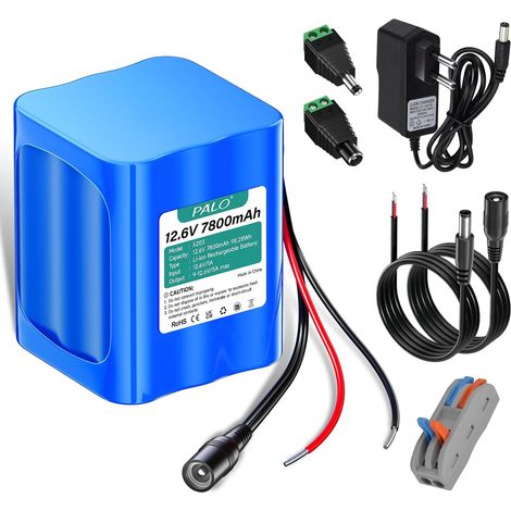 12.6V 7800mAh Batterie Lithium-ION avec Chargeur et Ligne Connexion et Adaptateur connecteur,pour Panneau Solaire,caméscopes,Surveillance vidéo,Routeur Domestique, systèmes d'alarme (1/5)