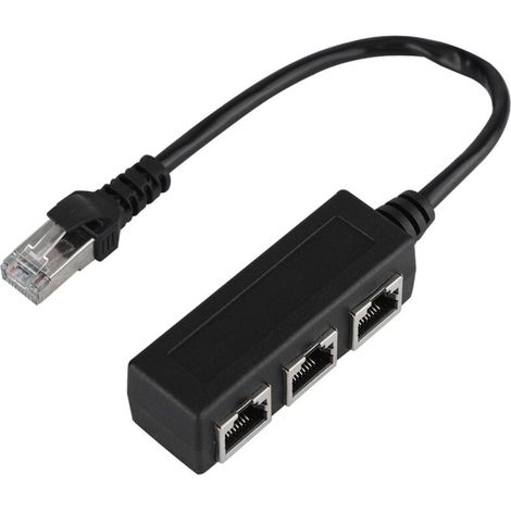 Adaptador Ethernet, adaptador de red, divisor de 1 puerto macho a 3 puertos hembra, cable de extensión para router, TV Box, Plug and Play -Crezuo