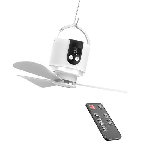 ventilateur de plafond 16 pouces télécommande, batterie 15600 mAh, rechargeable par USB, lumière LED, 3 vitesses, plafond de tente (1/4)