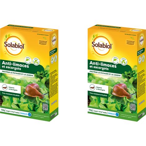 SOLABIOL Anti-Limaces & Escargots - 2x750g - Granulés - Résistant À La Pluie - Prêt À L'Emploi - Utilisable En Agriculture Biologique SOLIMA750NX2 (1/5)