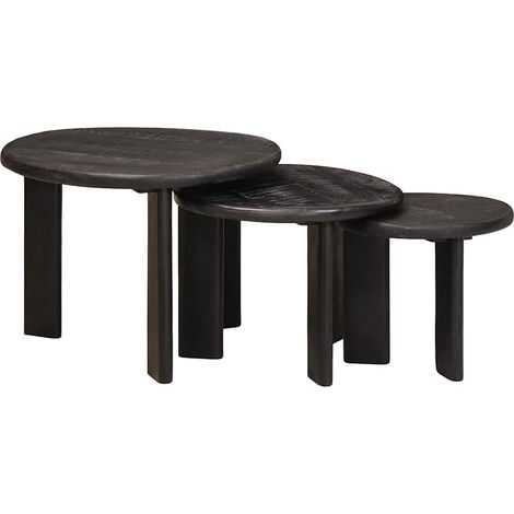 Mesas de Café Nido 3 pcs Madera de mango maciza vidaXL