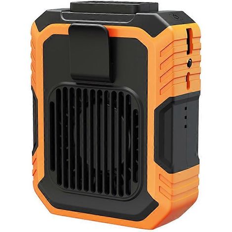 Ventilateur de taille portable rechargeable, ventilateur de cou mains libres pour le camping, les activités de plein air et les chantiers, orange (1/5)