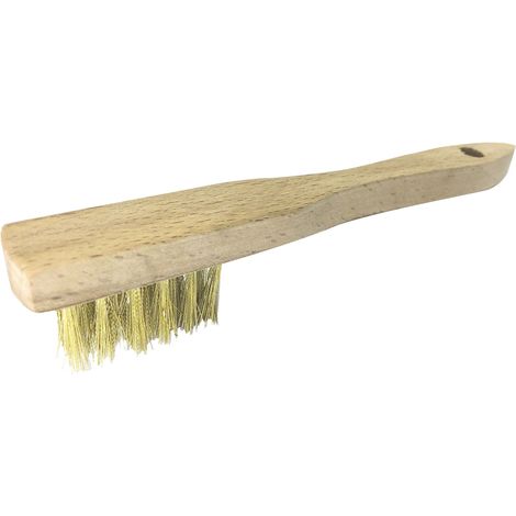 MINI BROSSE EN ACIER LAITONNÉ AVEC MANCHE EN PLASTIQUE
