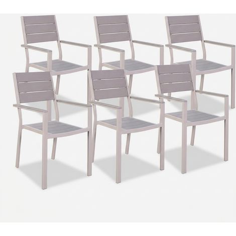 Lot de 6 chaises avec accoudoirs en plastique et acier (1/5)