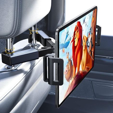 Tablet-Halterung für Autositze – 360° verstellbare Rückenlehne und Kopfstütze – Kompatibel mit Tablets von 4,7 bis 12,9 Zoll – Maximale Traglast 18 kg – Ideal für Familienausflüge und Camping (1/5)