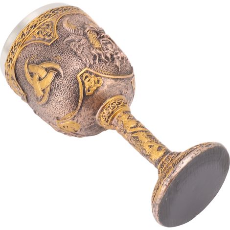 Gobelet nordique viking rétro en résine et acier inoxydable, idéal pour la bière, les cocktails, le whisky et le vin rouge. Parfait pour les cocktails, le whisky et le vin rouge. (1/5)