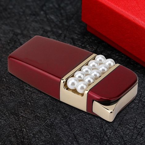 Briquet à gaz butane, motif perle (rouge)