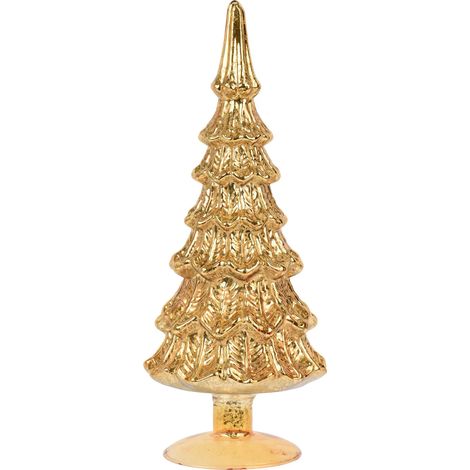 Albero di Natale decorativo in vetro oro antico Ø14 × H35 cm (1/2)