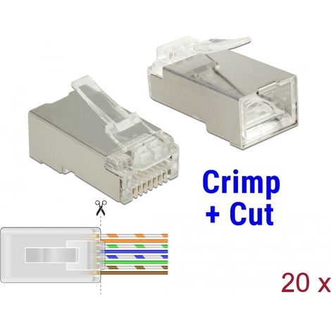 Delock Crimpado y Corte RJ45 macho Cat.6 STP, 20 piezas