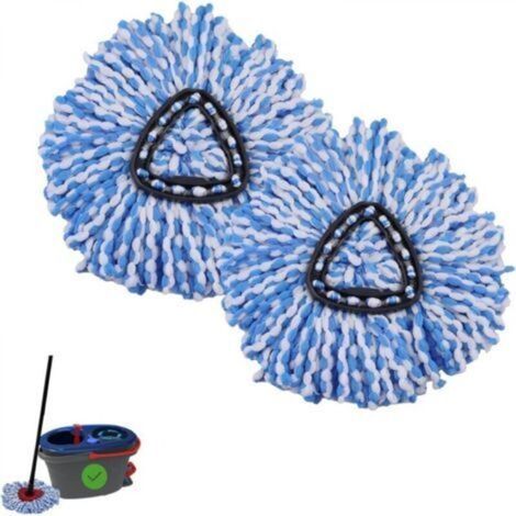 Lot de 2 recharges de balais essoreurs en microfibre EasyWring RinseClean pour O-Ceder (système à 2 réservoirs), têtes de rechange pour balais essoreurs en microfibre, bleu (1/5)
