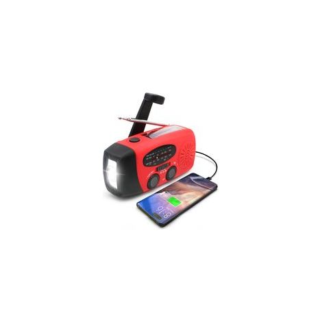 Radio solaire d'urgence – radio portable – batterie externe 2000 mAh – lampe torche – rouge ABS (1/5)