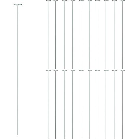 Lot de 20 piquets pour plantes de jardin soutien durable 91 x 6 cm en acier vert foncé (1/4)