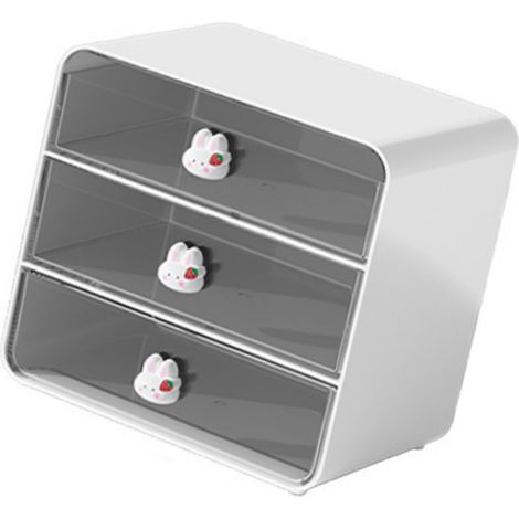 Coffret rangement bureau 3 tiroirs grand volume en plastique organisateur pinceaux maquillage pour dortoir coiffeuse (1/4)