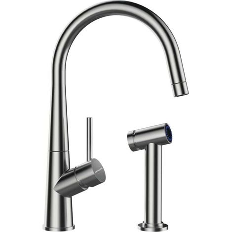 Schock Küchenarmatur Conos Pro (Armatur plus Seitenbrause) Edelstahl massiv Hochdruck (1/4)