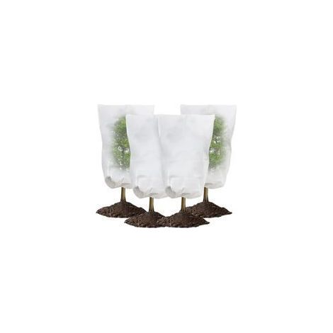 Lot de 4 housses de protection contre le gel - 80 x 100 cm - Avec cordon de serrage pour temps froid hivernal - Tissu antigel pour plantes, jeunes arbres (1/5)