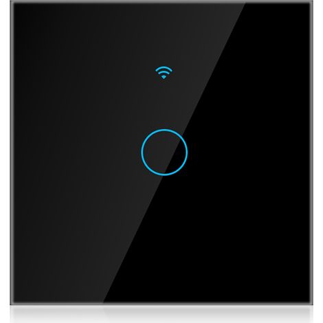 Einkreisiger WLAN-Touchschalter für Alexa und Google, unidirektional, Wechselstrom 100-240 V (schwarz, EU-Stecker) (1/5)