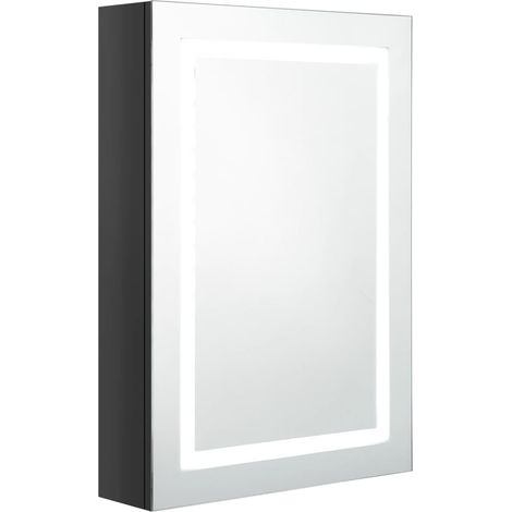 Armoire de salle de bain à miroir LED Noir brillant 50x13x70 (1/5)