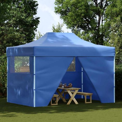 Tonnelle de jardin,Tente pliable avec 4 parois latérales 3 x 4,5 m Bleu CFW310778 (1/5)