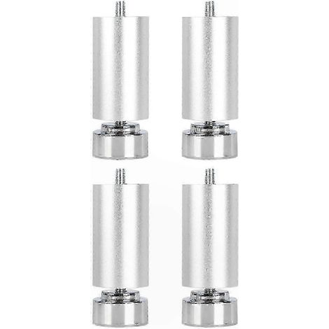Pieds métalliques robustes et réglables à filetage M10, compatibles avec les meubles, lits, tables et armoires (lot de 4), 66-69 cm, argentés, 25 cm (1/5)