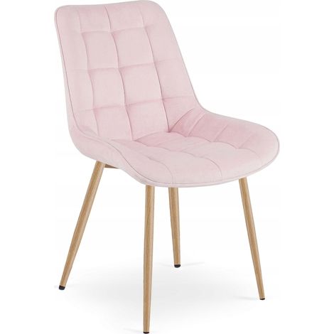 Chaise - leobert - bera - velours rose clairpieds chene - 54 x 60 x 88 cm 211770227