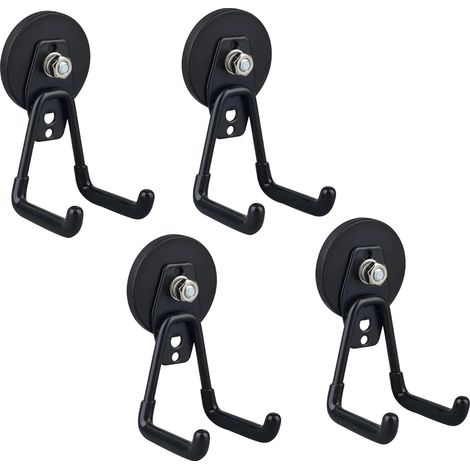 Ganchos magnéticos, resistencia industrial, solución de almacenamiento versátil, color negro. (1/2)
