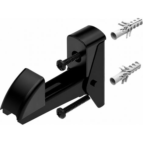 Arrêt Automatique Noir pour Volet Battant - Blocage de Volet en Position Ouverte - Aluminium - Épaisseur Maximum 50 mm - Vis et Chevilles Incluses - Fabrication Française - (1/3)