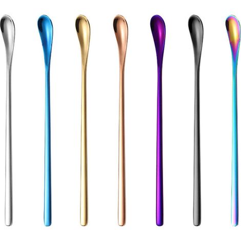 Cuillère À Café - Acier Inoxydable 304 - Manche Long - Pour Latte Glace Et Desserts - 19 3 Cm Ou 23 3 Cm - Lot De 7 (1/5)