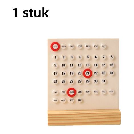- Calendrier perpétuel en bois - pour bureaux, bureaux, accessoires pour la maison - blanc (1/5)