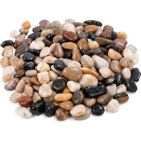 Relaxdays galets de rivière 2 kg, pierres décoratives pour jardin et aquarium, mélange multicolore 2–4 cm, polis et plat (1/5)