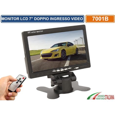 MONITOR LCD TFT 7' POLLICI CON TELECOMANDO E SUPPORTO DOPPIO INGRESSO VIDEO