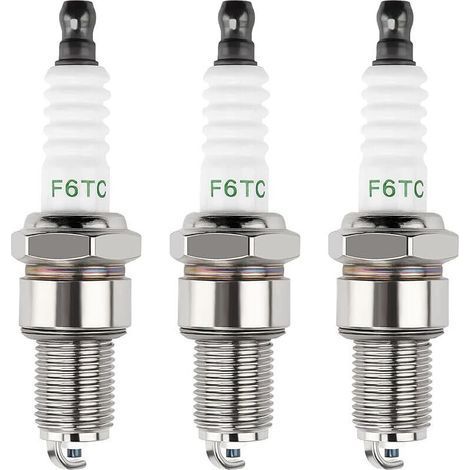 pair 3 Pièces Bougies d'allumage F6TC, Tondeuse Bougie d'Allumage, Bougie d'allumage Borne Solide Remplacer F6TC / F7TC, pour GX120 GX200 GX240 Go Kart Polissage de Travail du Sol de Vélo 168F (1/5)