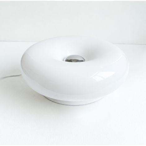 Lampe à poser donut en verre blanc vintage Bauhaus tactile LED 7W blanc réf 6597 38 × 38 × 22 cm 2,2 kg – Livraison gratuite