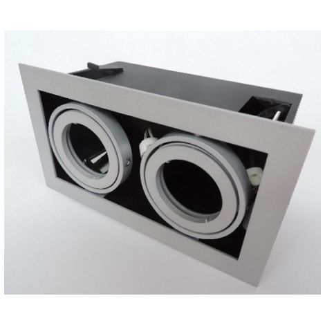 Plafonnier encastré rectangle 197X130X110mm 2 spots orientables lampes MR16 GU5.3 50W max 12V (non incl) IP20 DEKO LIGHT 850076