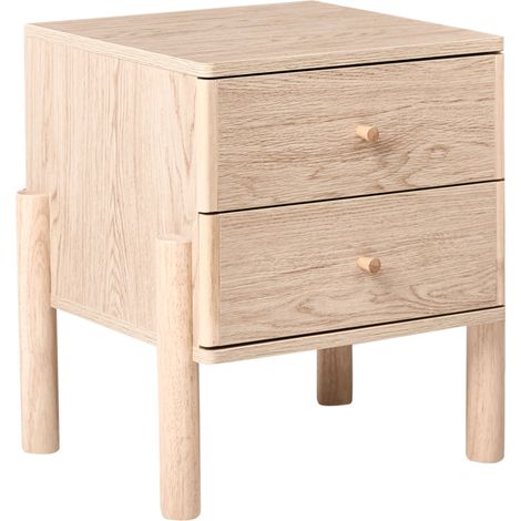 Mesita de noche tablero de aglomerado patas de madera maciza mesilla estilo escandinavo marrón claro Collins