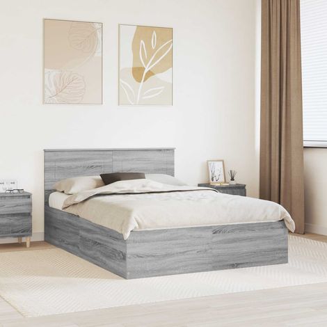 vidaXL Struttura del letto con testiera Grigio Sonoma 150 x 200 cm