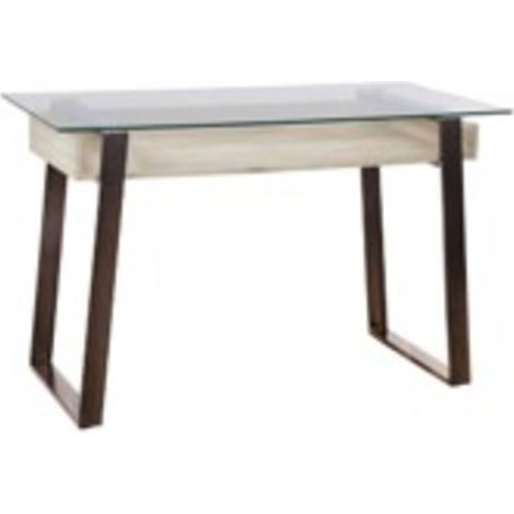 Scrivania rettangolare con piano in vetro ariro 55x110 cm, beige e marrone - Atmosphera créateur d'intérieur (1/4)