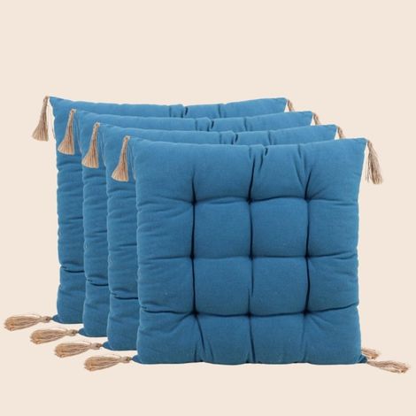 Lot de 4 galettes de chaises bleues 40cm (1/5)