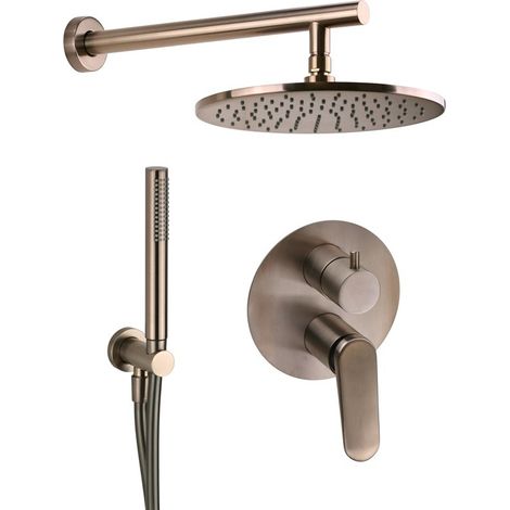 Komplettes Duschset in PVD Satin Platinum mit integrierter 2-Wege-Duscharmatur Paini Stone 95P7433D PVD Satin Platinum