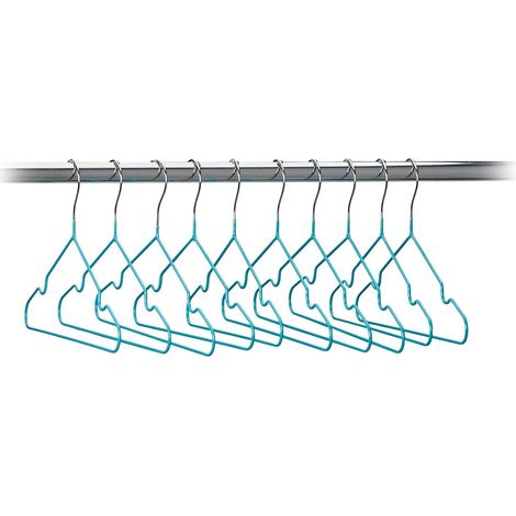 Lot de 20 cintres pour enfants revêtement PVC turquoise