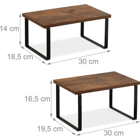 Set di 2 ripiani da cucina impilabili moderni 40 x 20 x 20 cm in MDF effetto legno nero 130015920