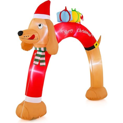Aufblasbarer Weihnachtsbogen in Dackelform mit LEDs, 242 cm