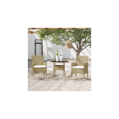 Ensemble de salle à manger de jardin 3 pcs Résine tressée Beige (1/5)