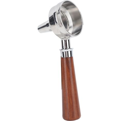 Porte-filtre sans fond de 58 mm, bec verseur unique, en acier inoxydable, manche en bois massif, style séquoia A1 (1/5)